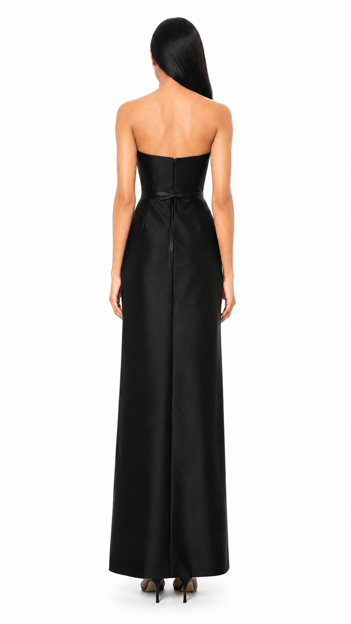 Strapless Color-Block Peplum Maxi Dress – ELEGANCE