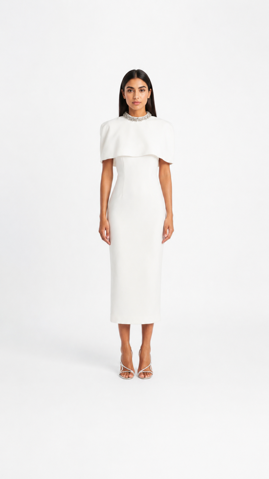 Cape Detail Midi Dress – SORINA