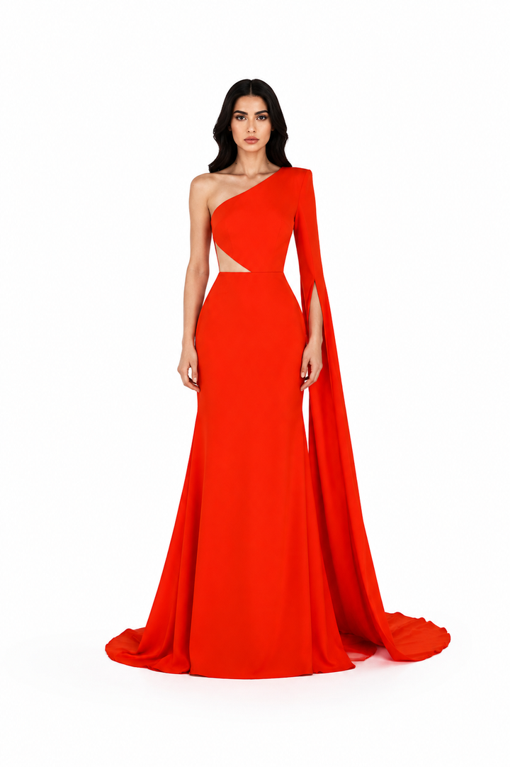 One-Shoulder Cut-Out Maxi Dress – FLAME