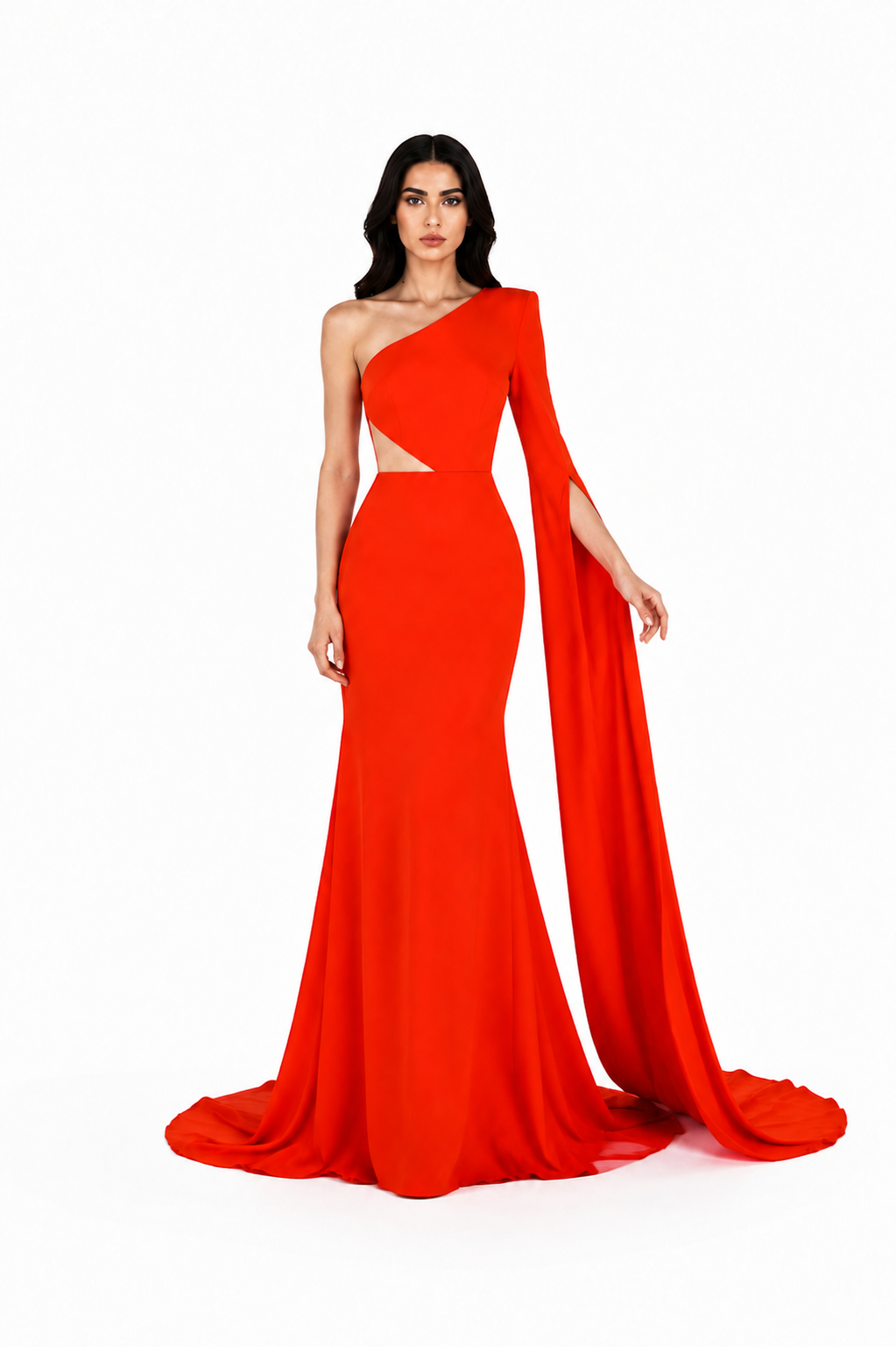 One-Shoulder Cut-Out Maxi Dress – FLAME