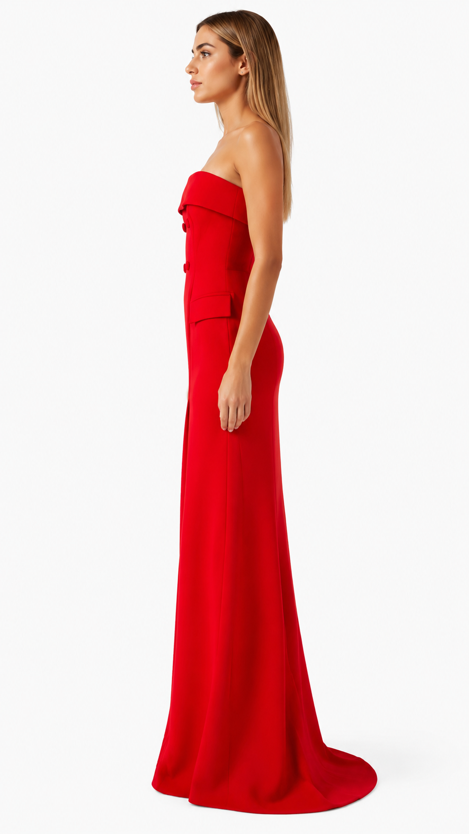 Red Strapless Tailored Evening Dress – RAVÉNA