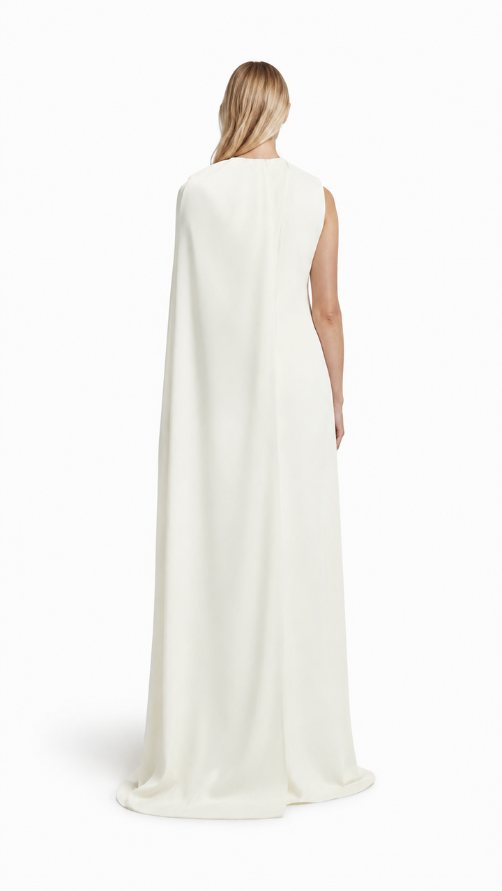 Ivory Crystal Neck Cape Evening Dress – AVÉLIA