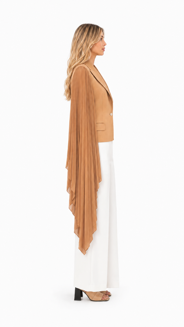 Black Chiffon Cape Sleeve Blazer – VELORA