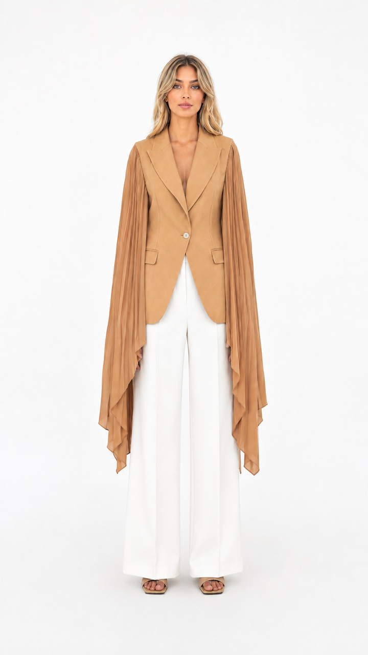 Black Chiffon Cape Sleeve Blazer – VELORA