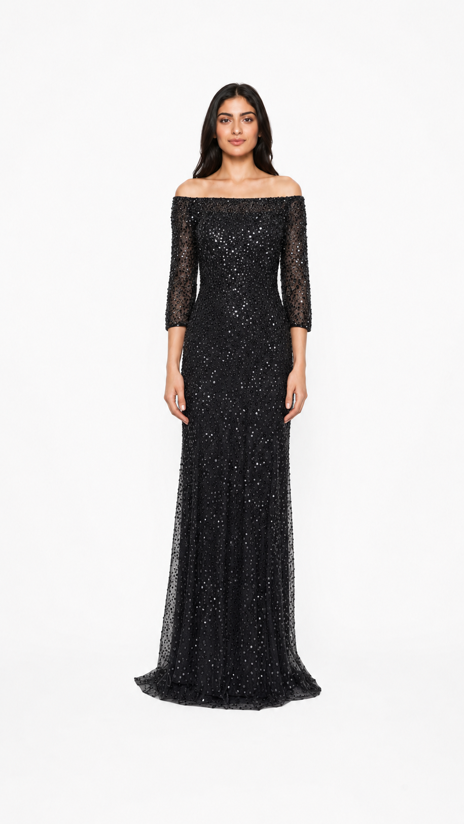 Blush Sequin Off-Shoulder Maxi Dress – CELESTE