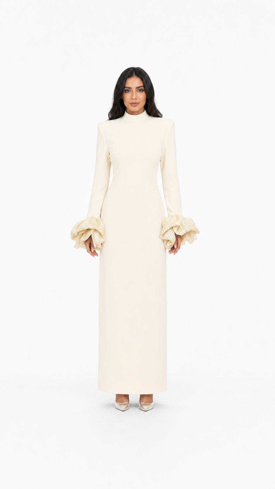 Black Pearl Cuff High Neck Maxi Dress – LUNARA