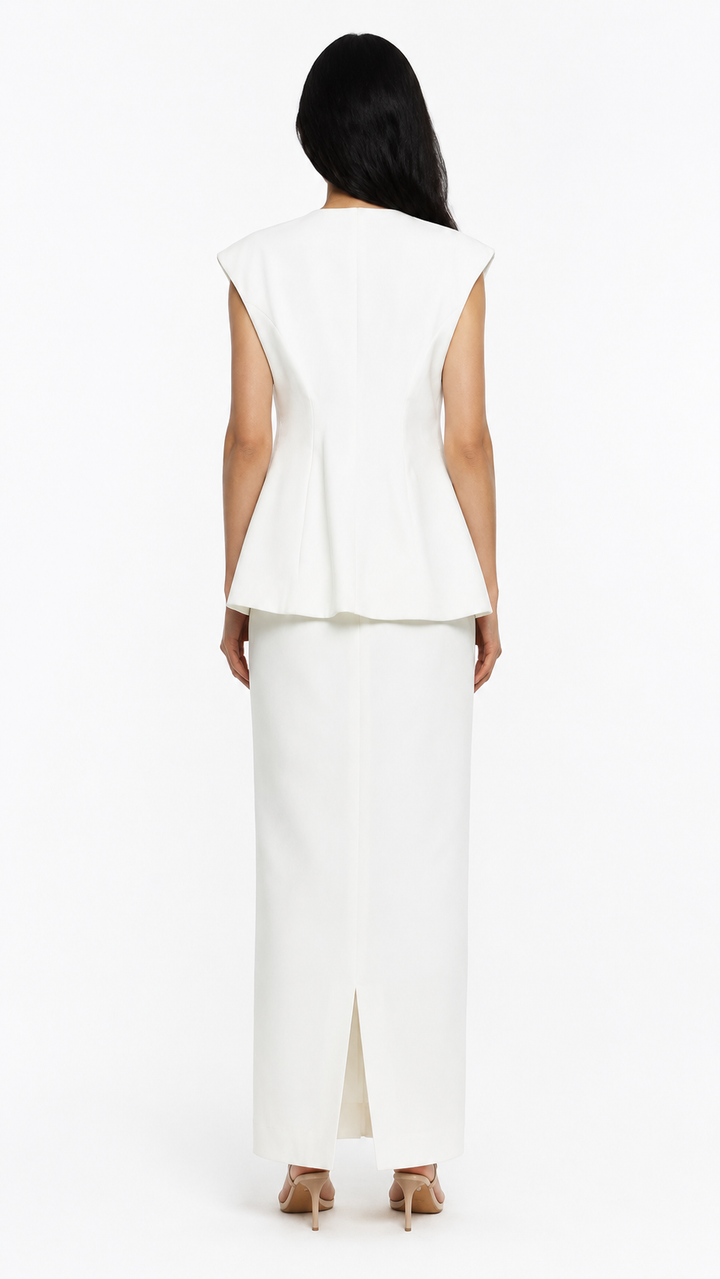 Ivory Crystal Embellished Two-Piece Evening Set – VIVIENNE