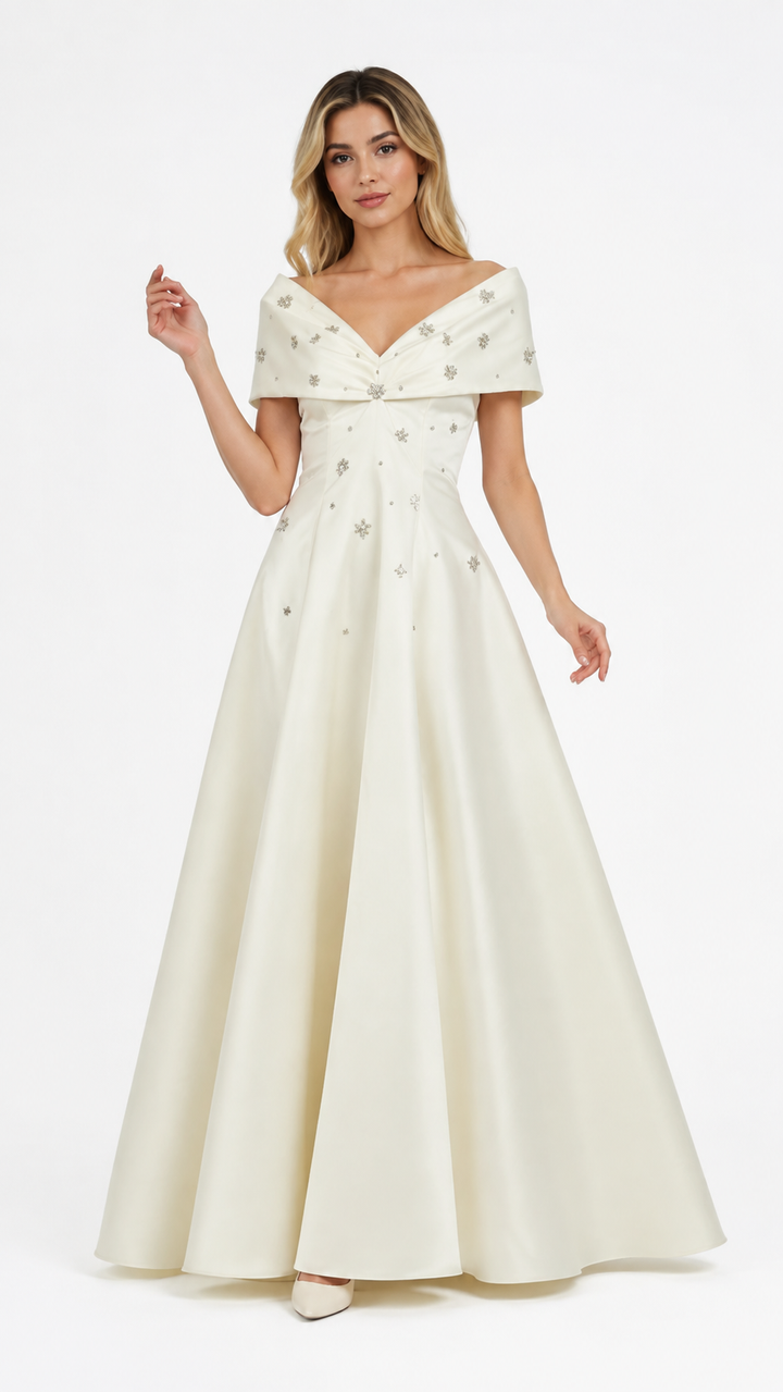 Ivory Crystal Accent Ball Gown – ÉLYSÉE