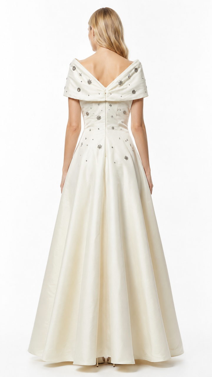 Ivory Crystal Accent Ball Gown – ÉLYSÉE