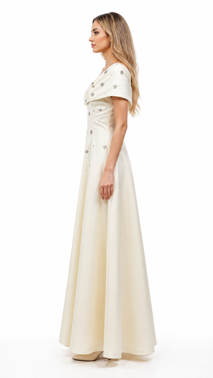 Ivory Crystal Accent Ball Gown – ÉLYSÉE