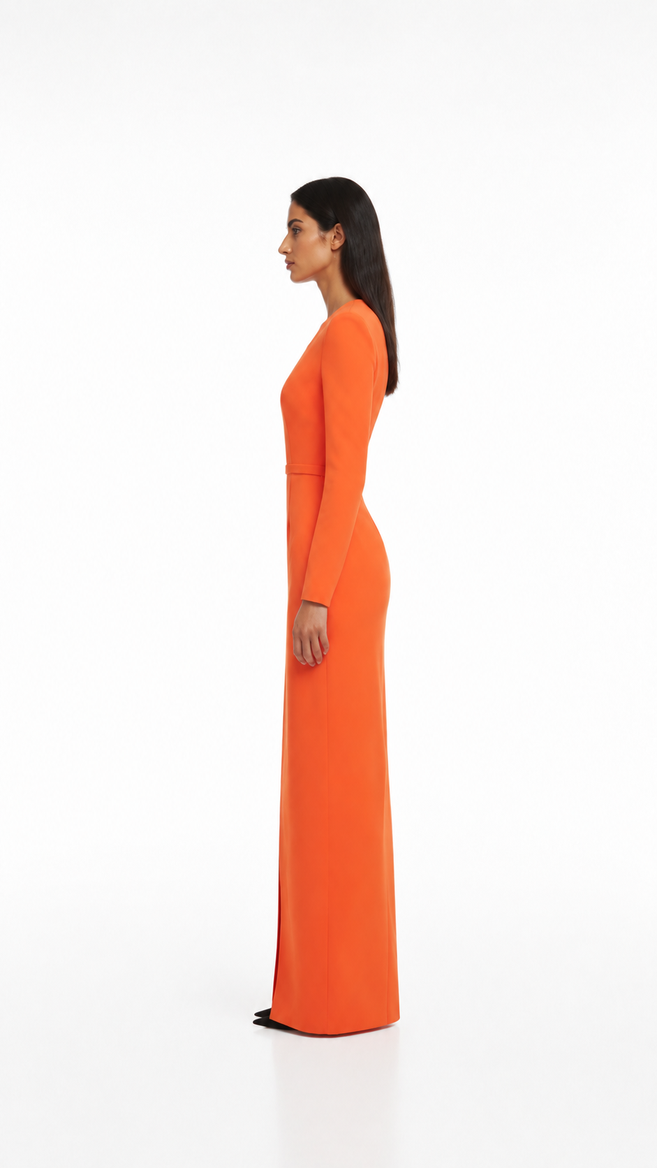 Orange Asymmetric Neckline Maxi Dress – SOLARA