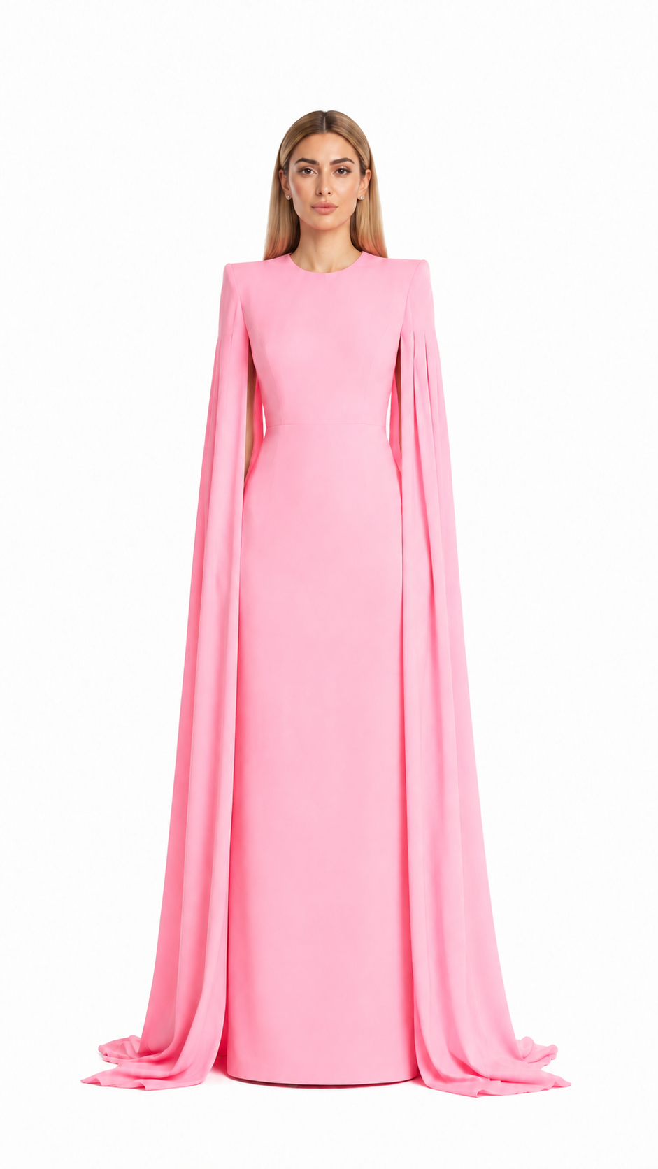Pink Cape Sleeve Maxi Dress – ELARA