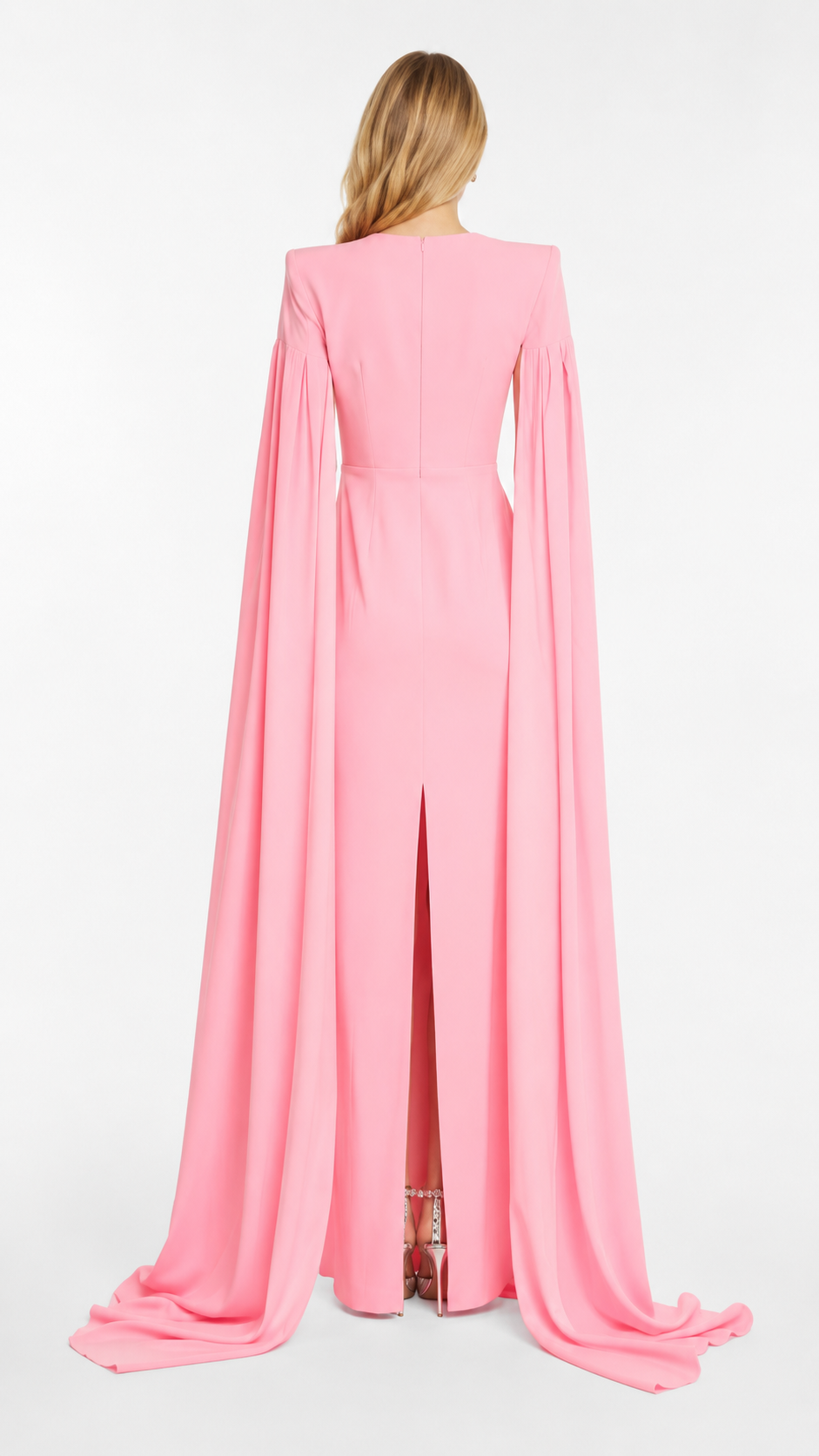 Pink Cape Sleeve Maxi Dress – ELARA
