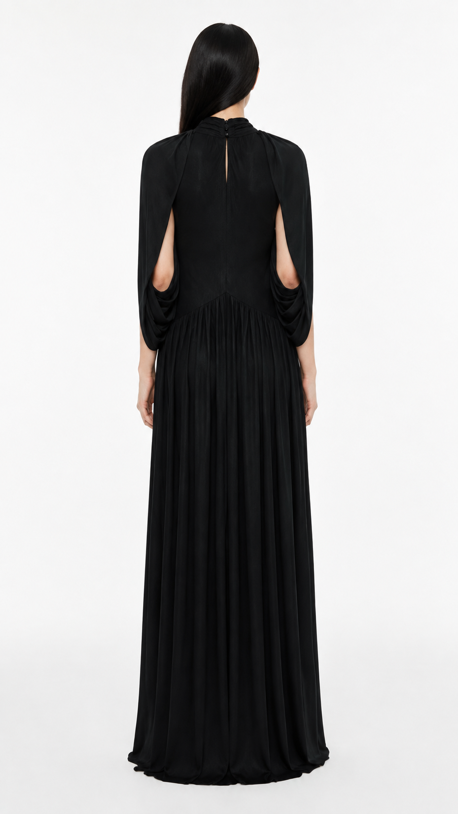 Sage Green Pleated Cape Maxi Dress – LAVENIA