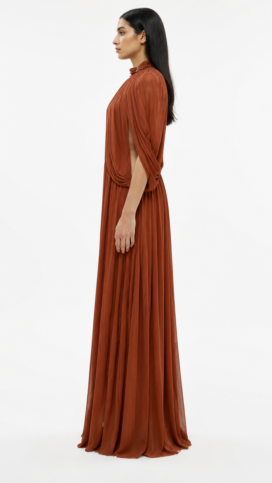 Sage Green Pleated Cape Maxi Dress – LAVENIA