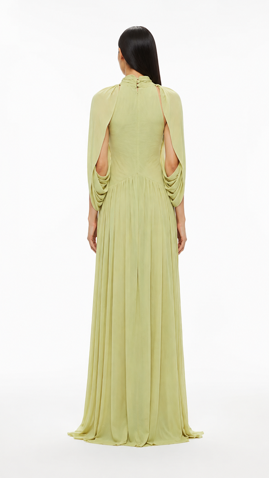 Sage Green Pleated Cape Maxi Dress – LAVENIA