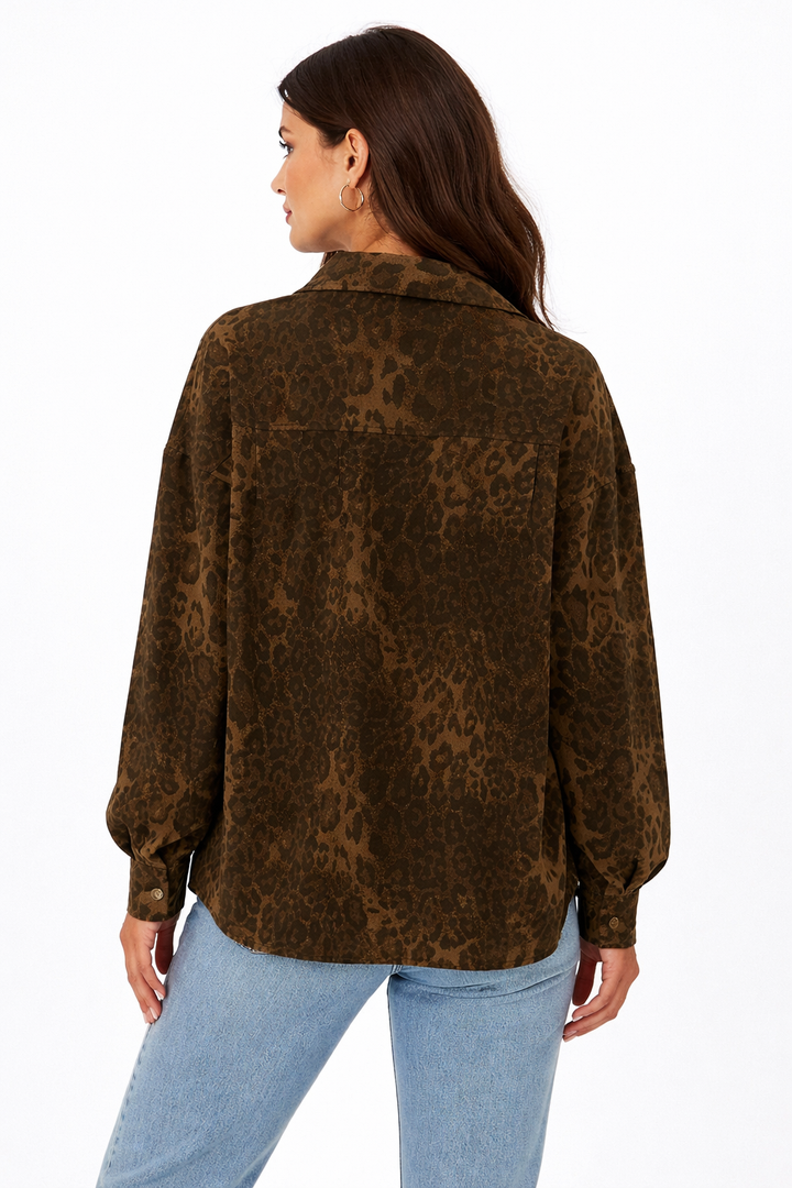 Leopard Print Relaxed Button-Up Shirt – SAVANNA