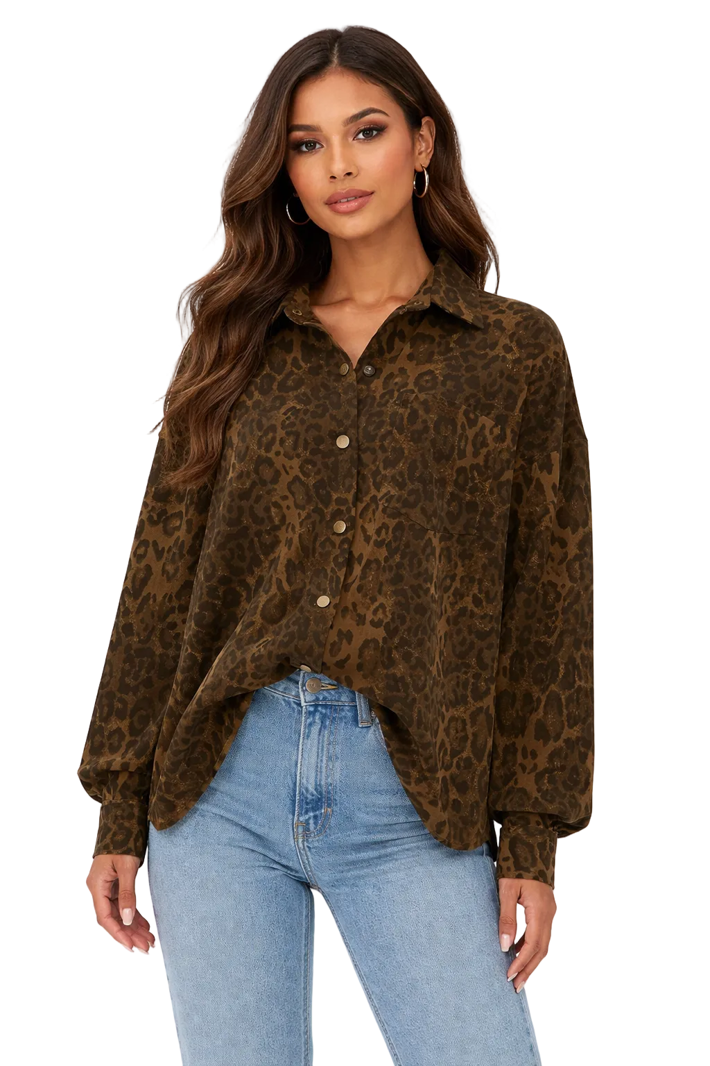 Leopard Print Relaxed Button-Up Shirt – SAVANNA