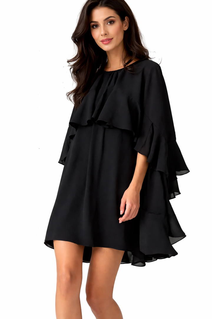 Layered Ruffle Chiffon Mini Dress – ASMA