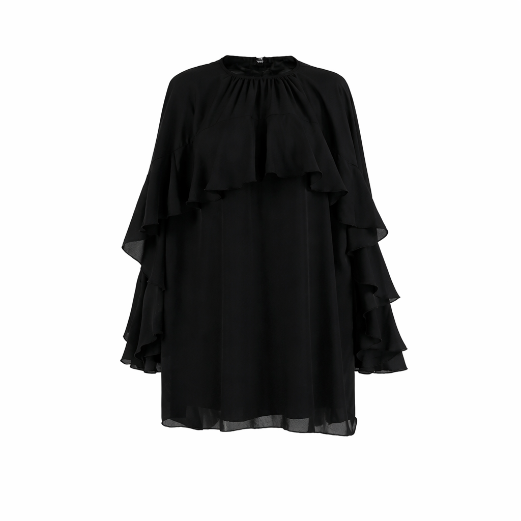Layered Ruffle Chiffon Mini Dress – ASMA