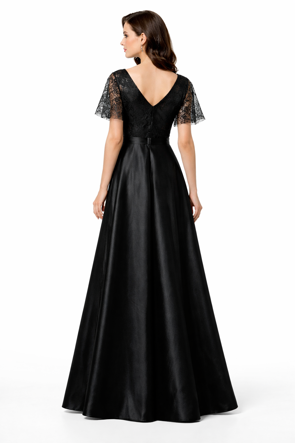 lace V-neck maxi dress with flutter sleeves – ECLIPSE