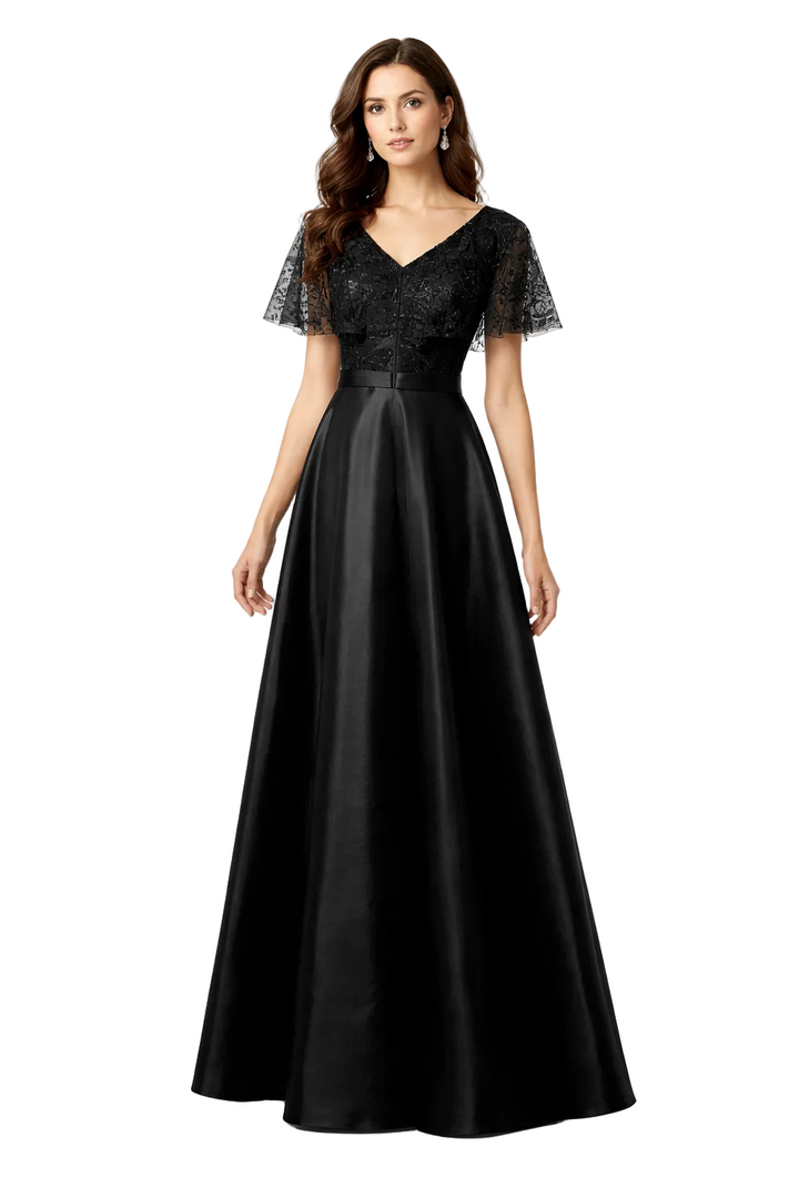 lace V-neck maxi dress with flutter sleeves – ECLIPSE