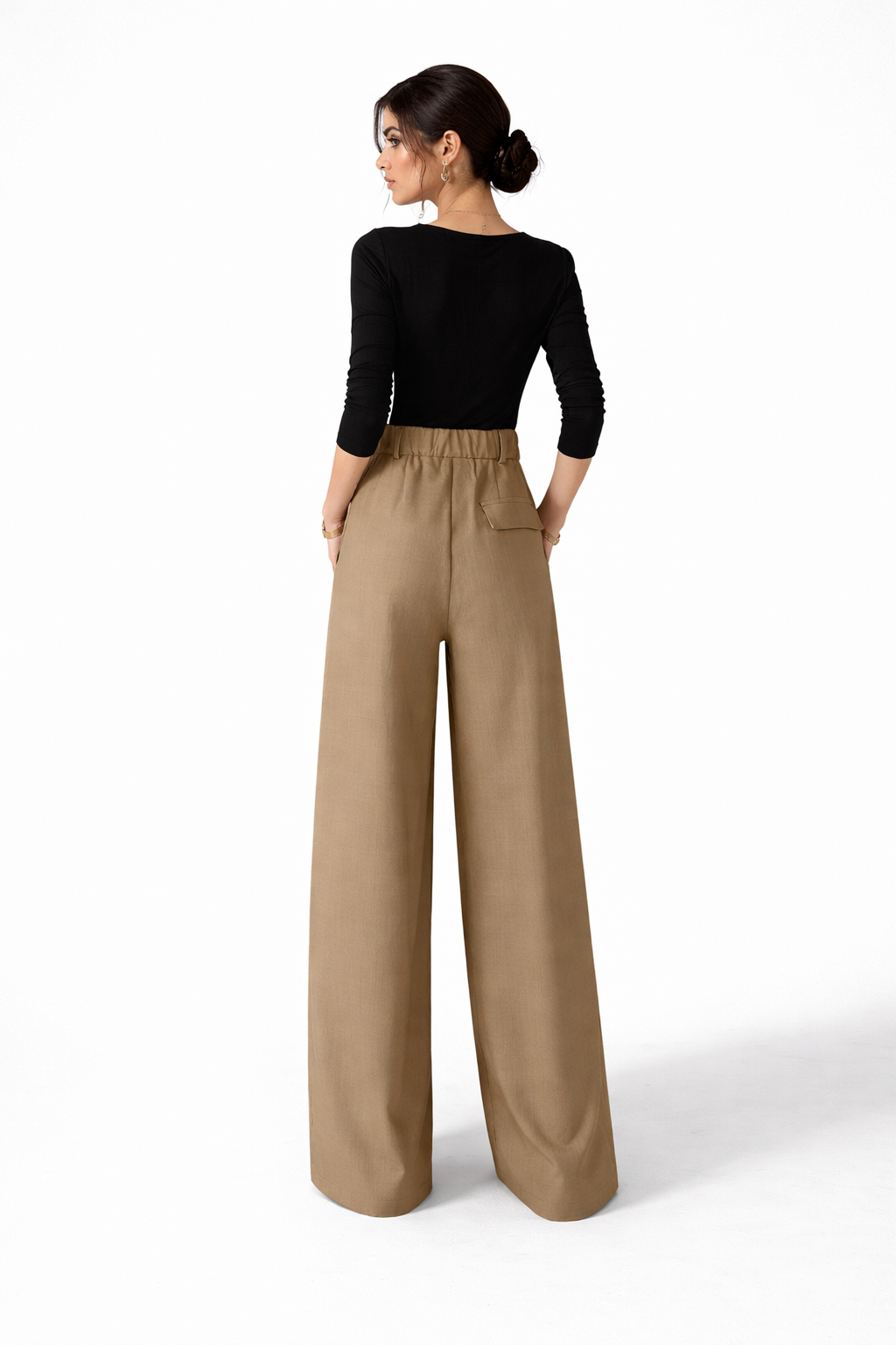 high-waisted pleated wide leg pants – CAMELLA