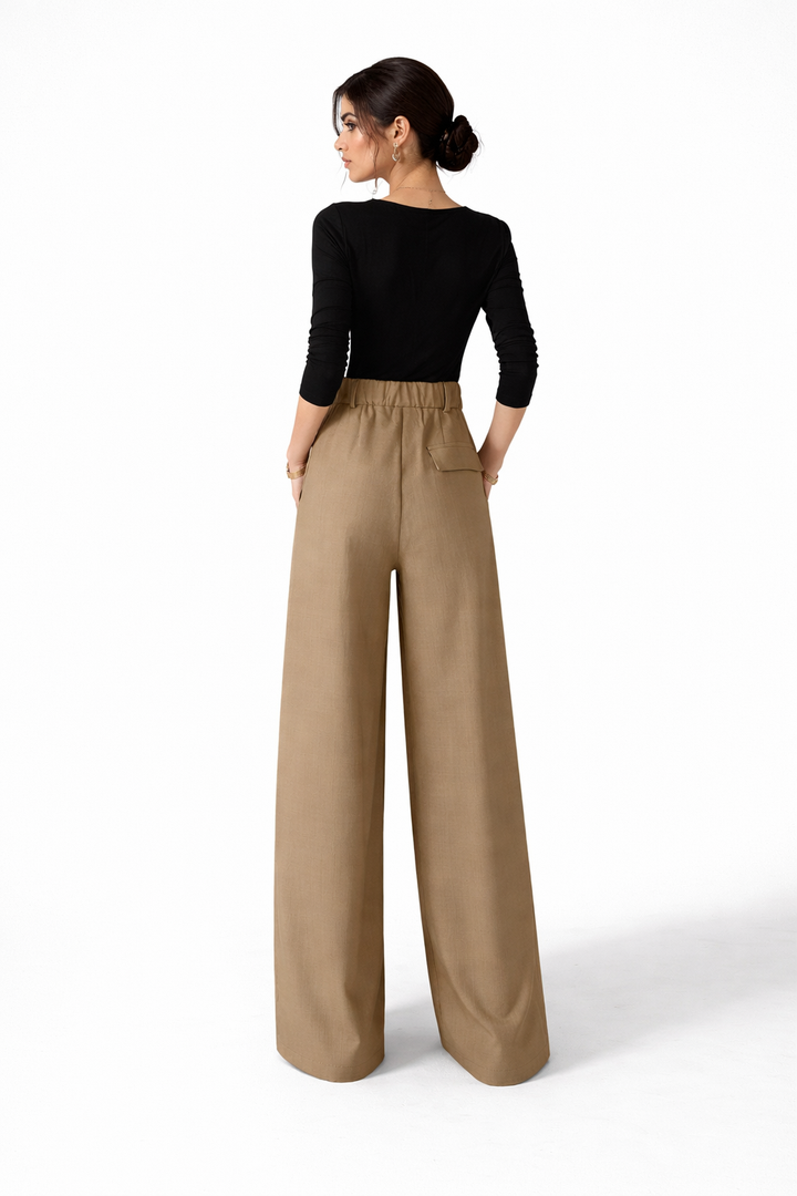 high-waisted pleated wide leg pants – CAMELLA