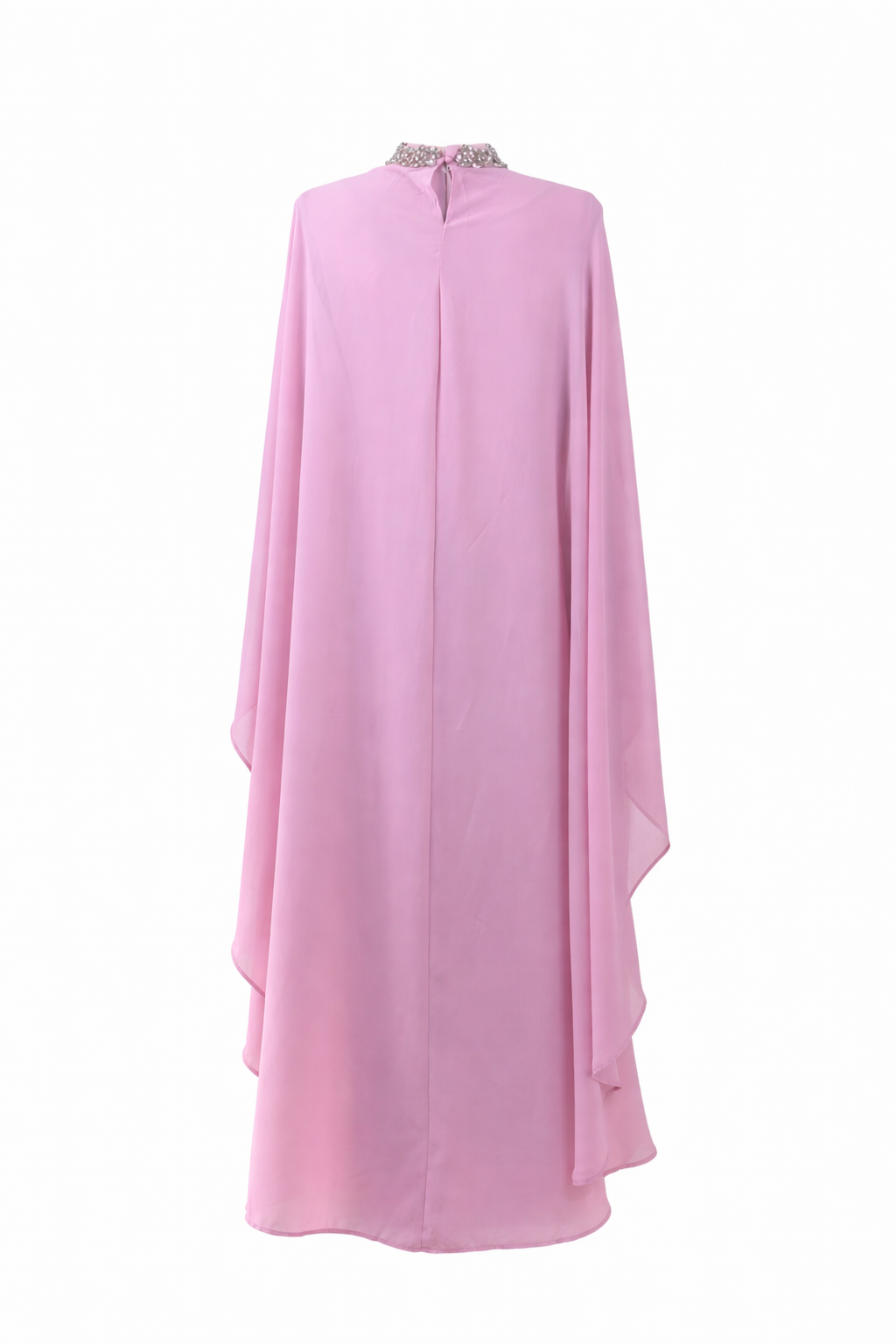 Layered cape maxi dress with embellished trim – NOIR