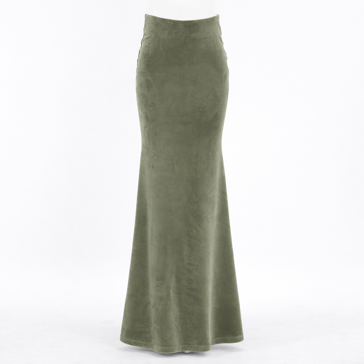 High-waist velvet-effect maxi skirt – VELORA