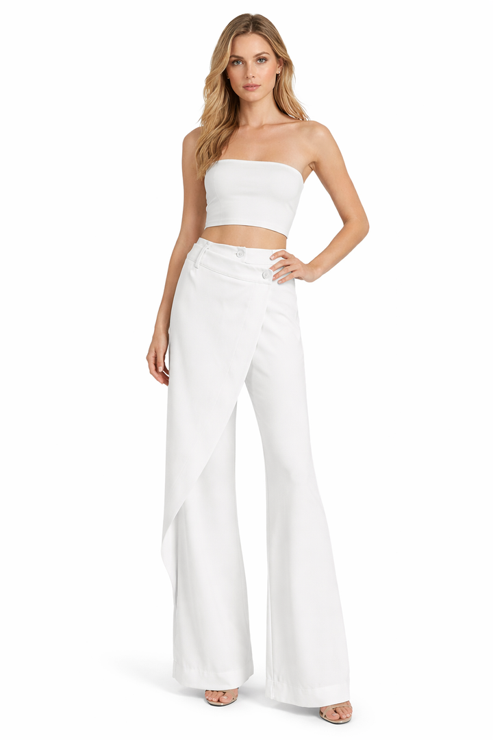 High-waist wrap-detail wide-leg pants – ALBA