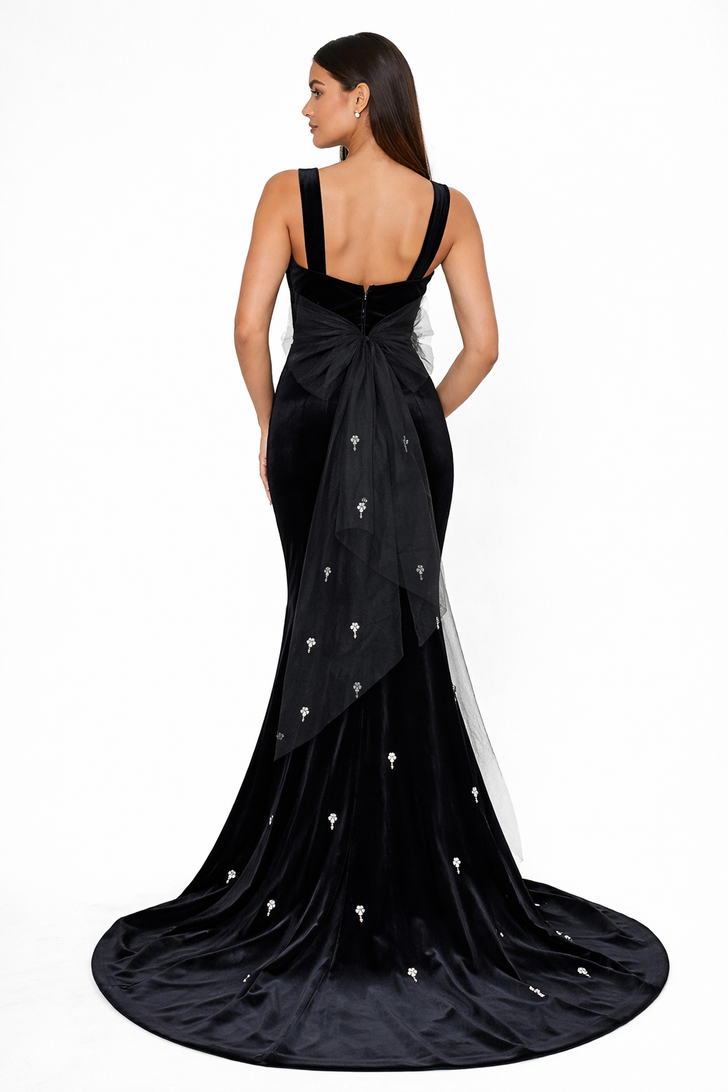 Velvet mermaid gown with crystal embroidery – NOCTURNA