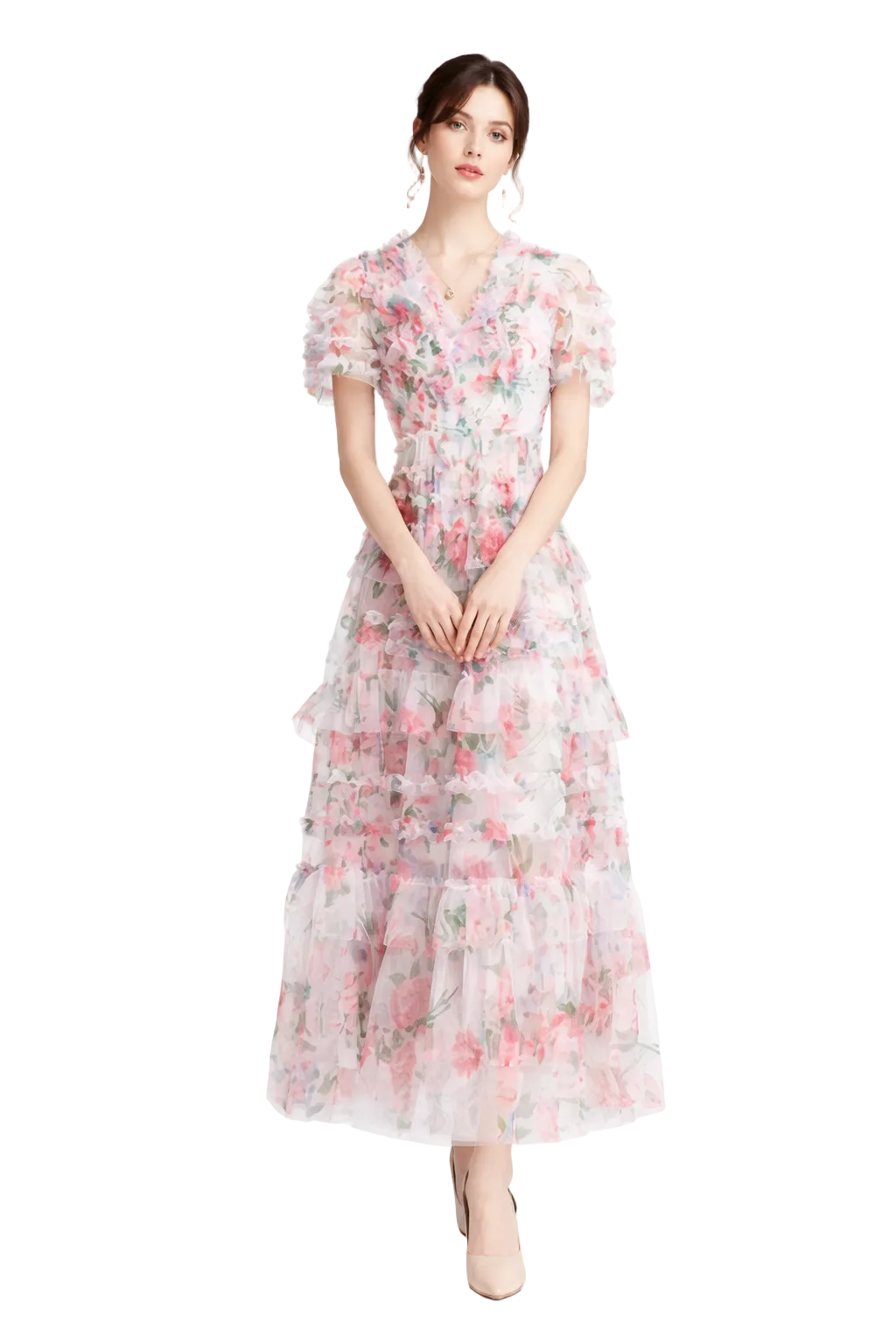 Floral ruffled tiered maxi dress – ROSÉLYN