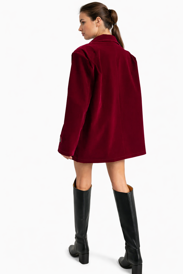 Tailored Button-Front Wool Coat – BORDEAUX