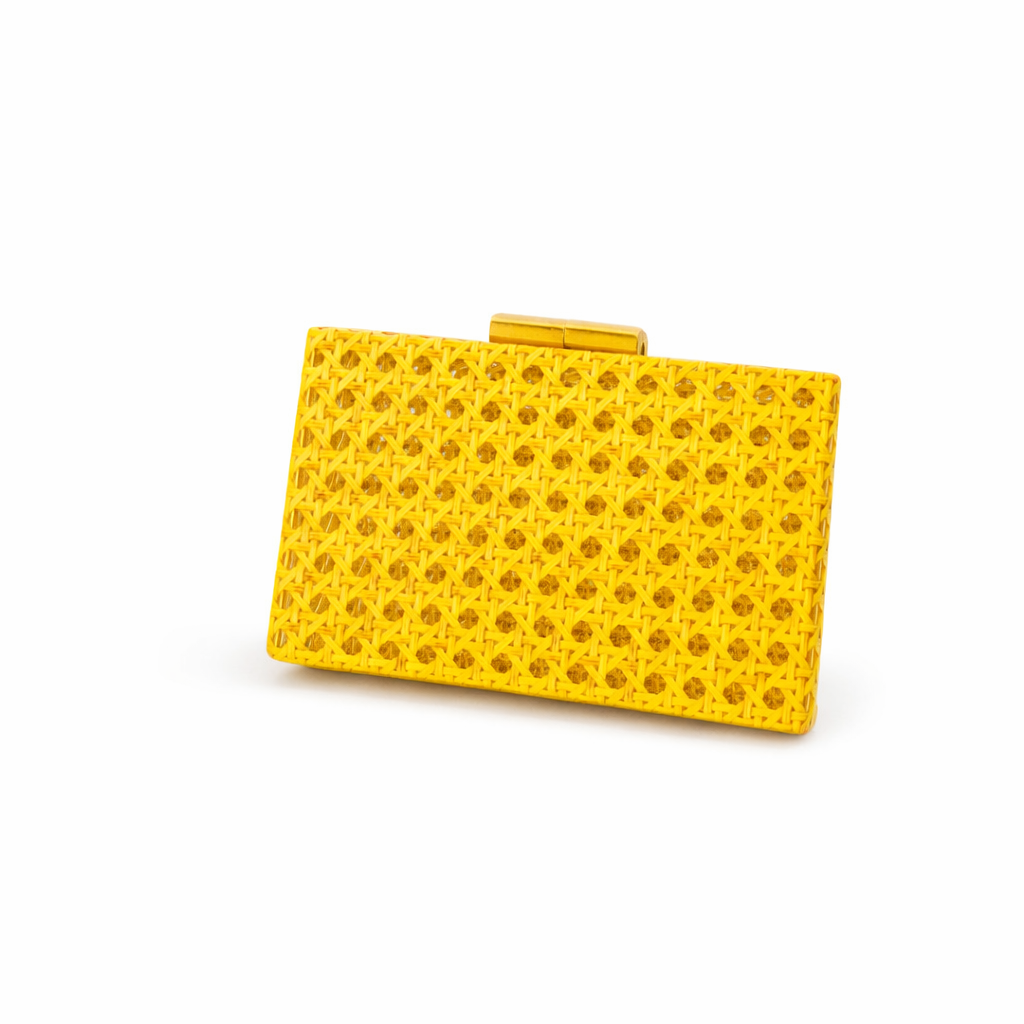 rectangular woven rattan clutch with natural texture – SAHARA