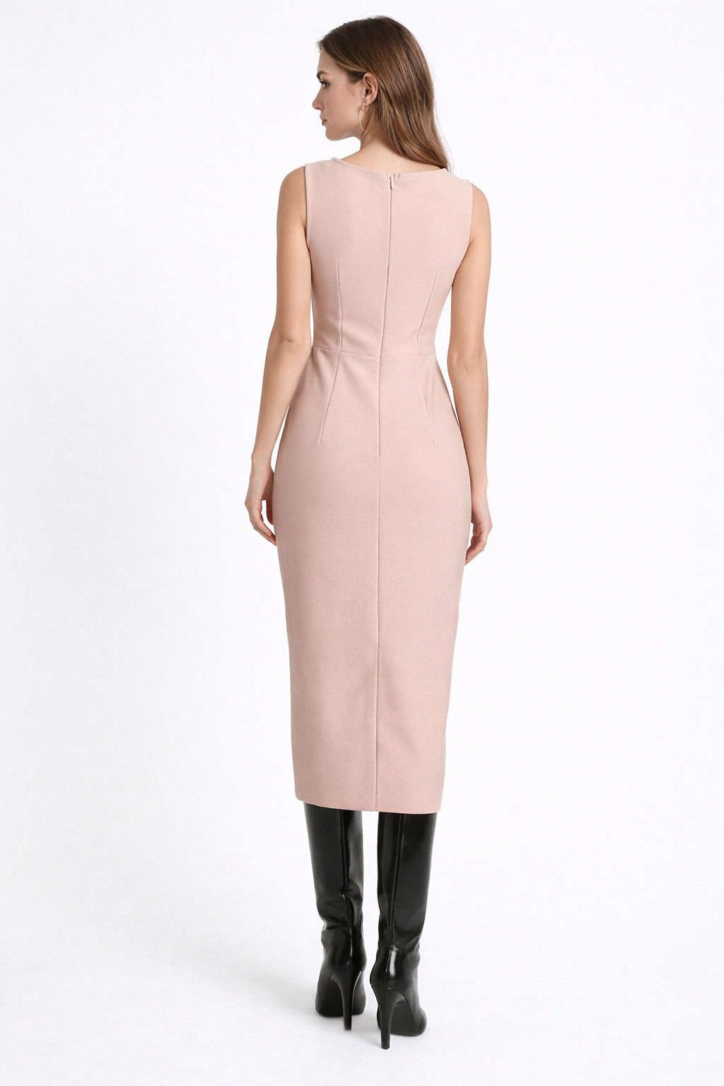 fitted sleeveless midi dress with sculpted bodice – NUDÉA