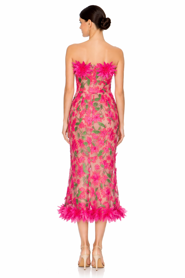 strapless floral appliqué midi dress – FLORÉA