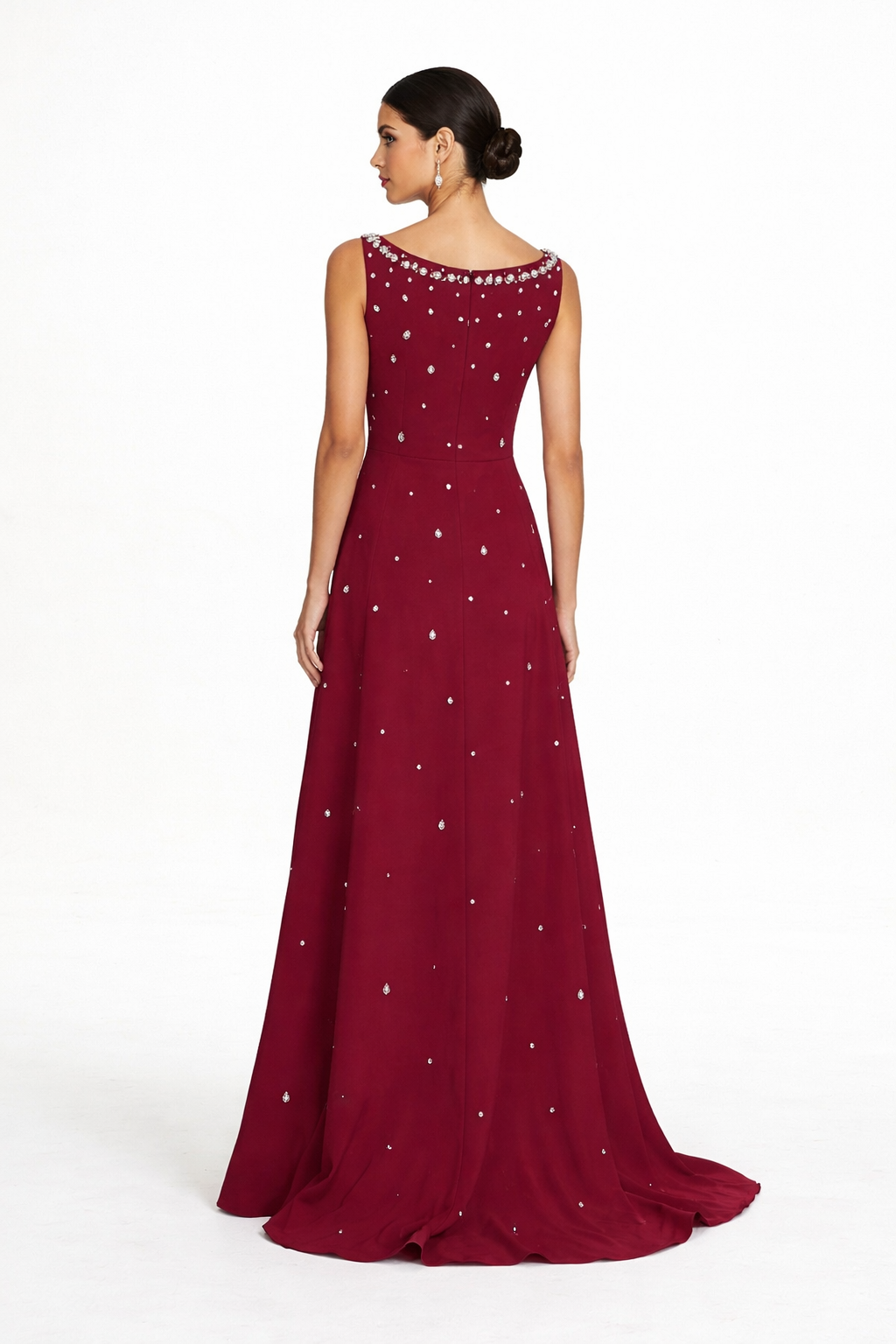 sleeveless A-line evening dress with crystal embellishments – SERENA