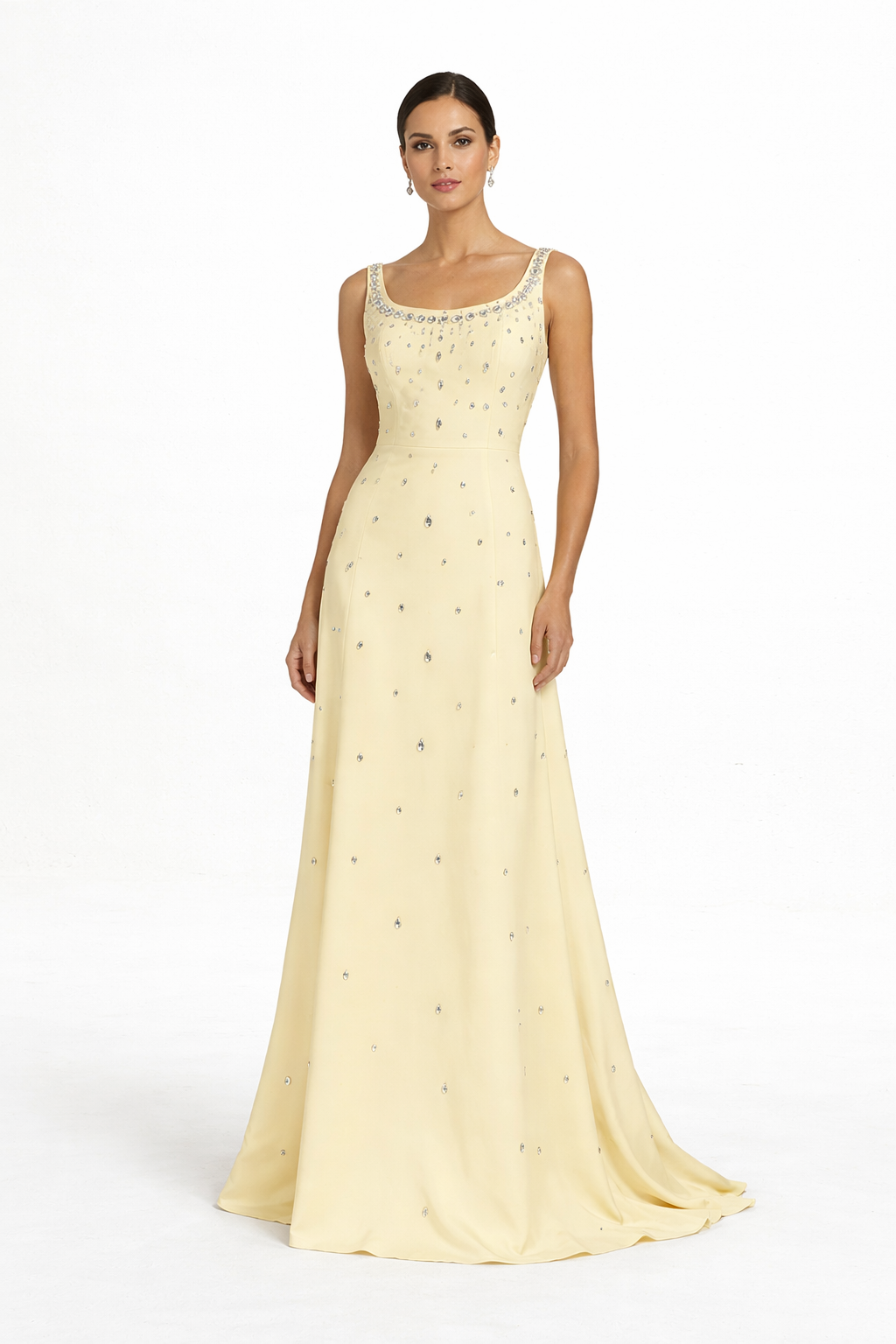 sleeveless A-line evening dress with crystal embellishments – SERENA