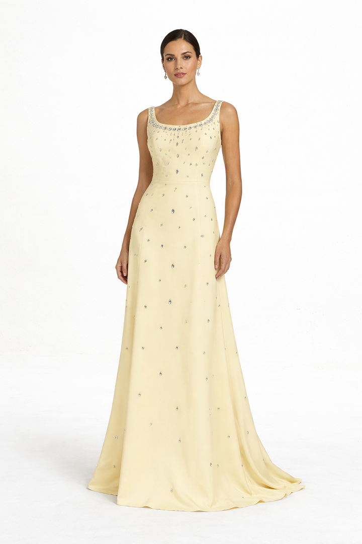 sleeveless A-line evening dress with crystal embellishments – SERENA
