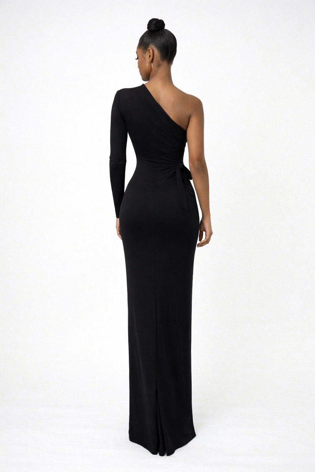 one-shoulder embellished maxi dress with floral crystal waist detail – LUMINA