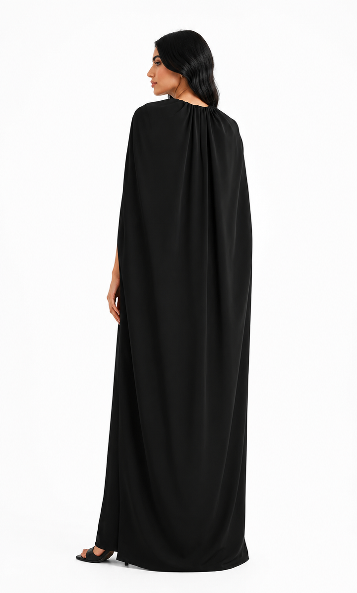 Gathered Cape Maxi Dress - Nosle