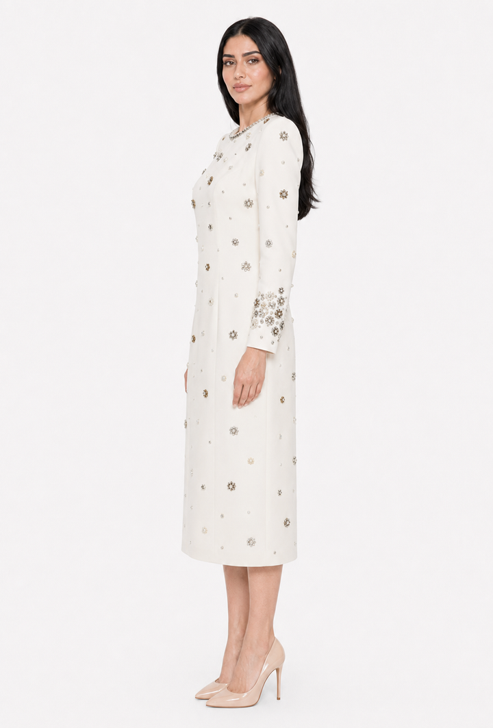 Crystal Embellished Midi Dress - Jilra
