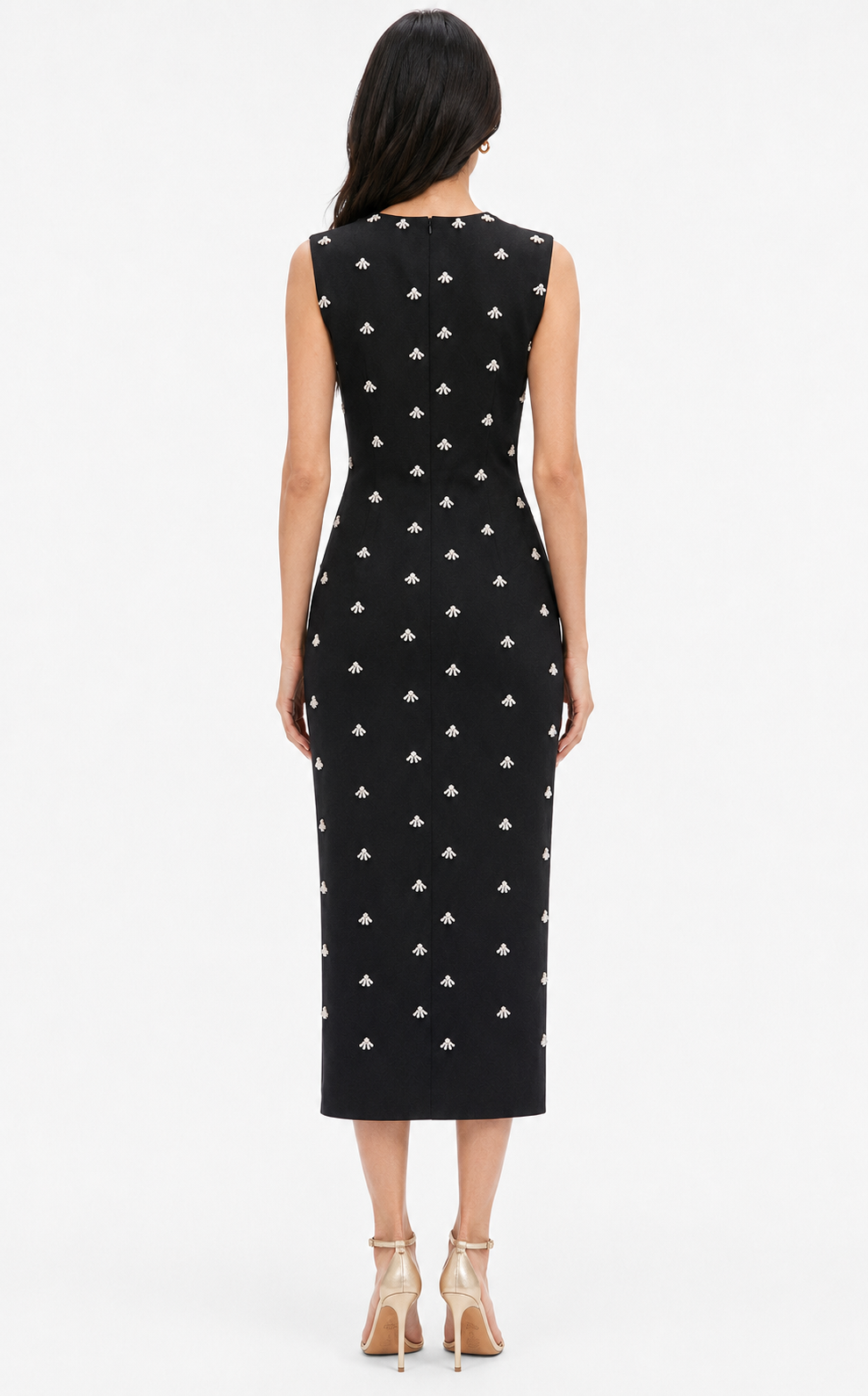 Crystal Embellished Midi Sheath Dress - Iris