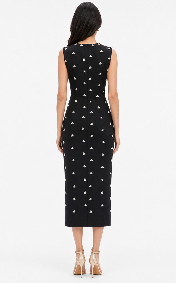 Crystal Embellished Midi Sheath Dress - Iris