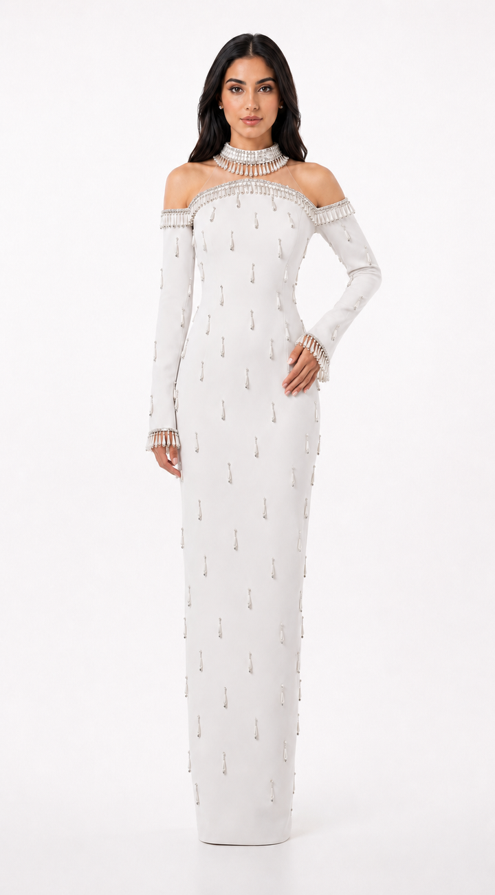 Pearl Off-Shoulder Column Dress - Vera