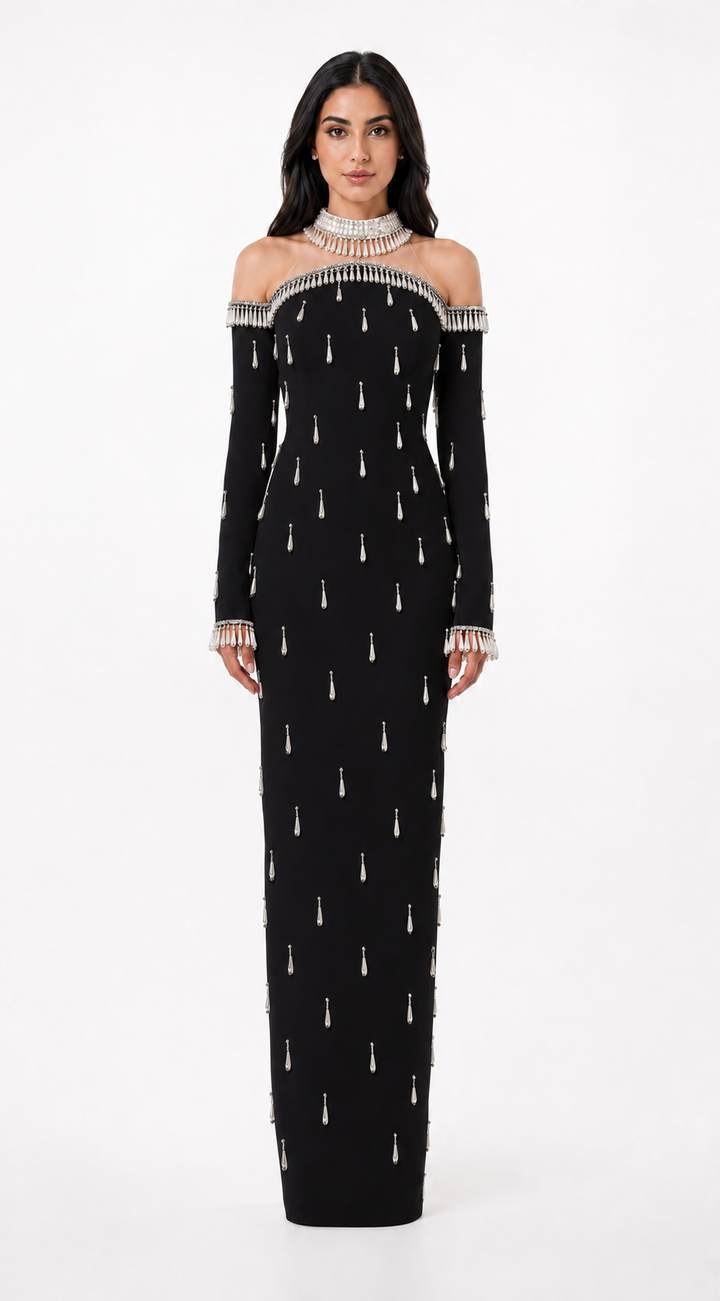 Pearl Off-Shoulder Column Dress - Vera