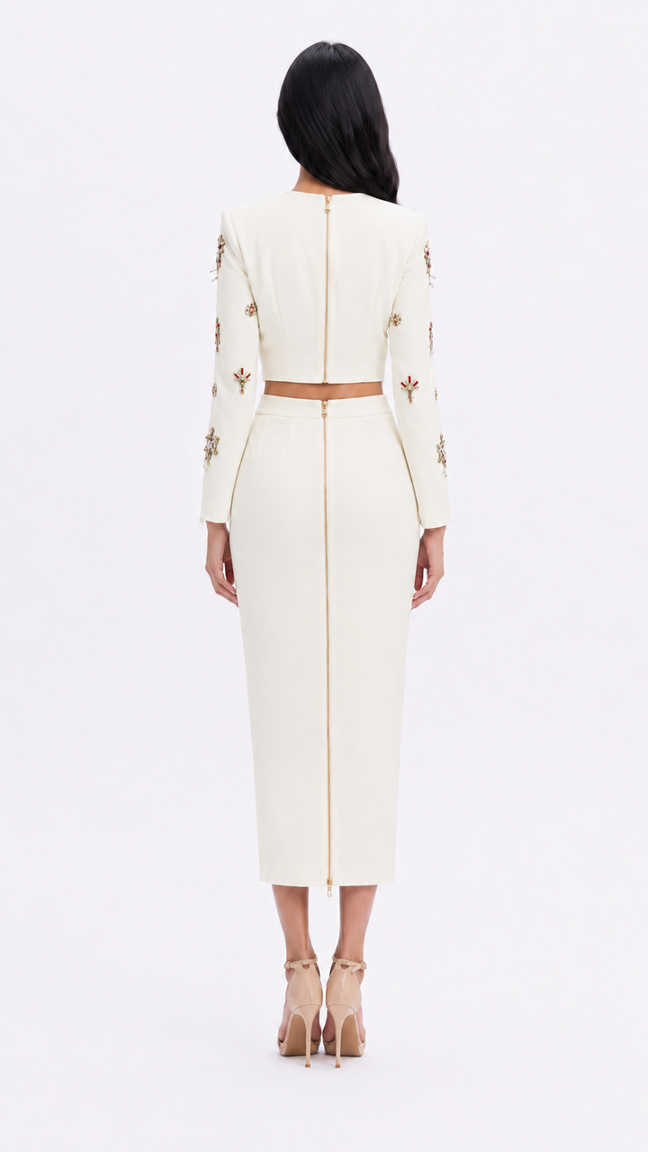 Crystal Embellished Crop Top & Pencil Midi Skirt Set - Zara