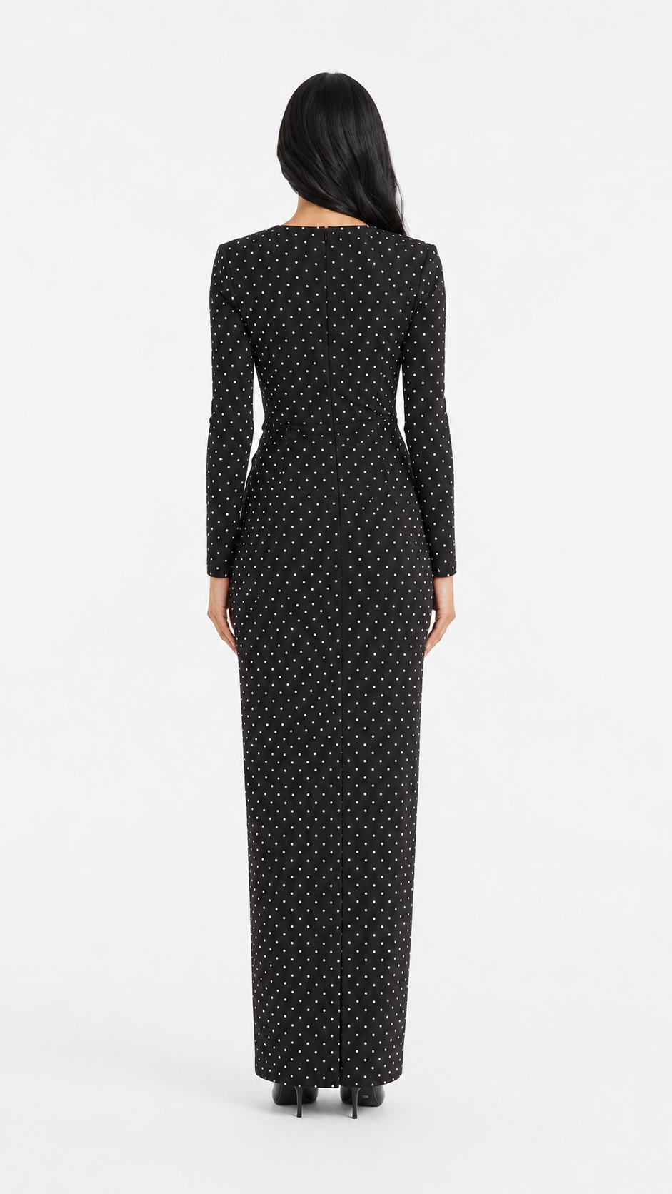 Black Polka Dot Buckle Maxi Dress – Nova
