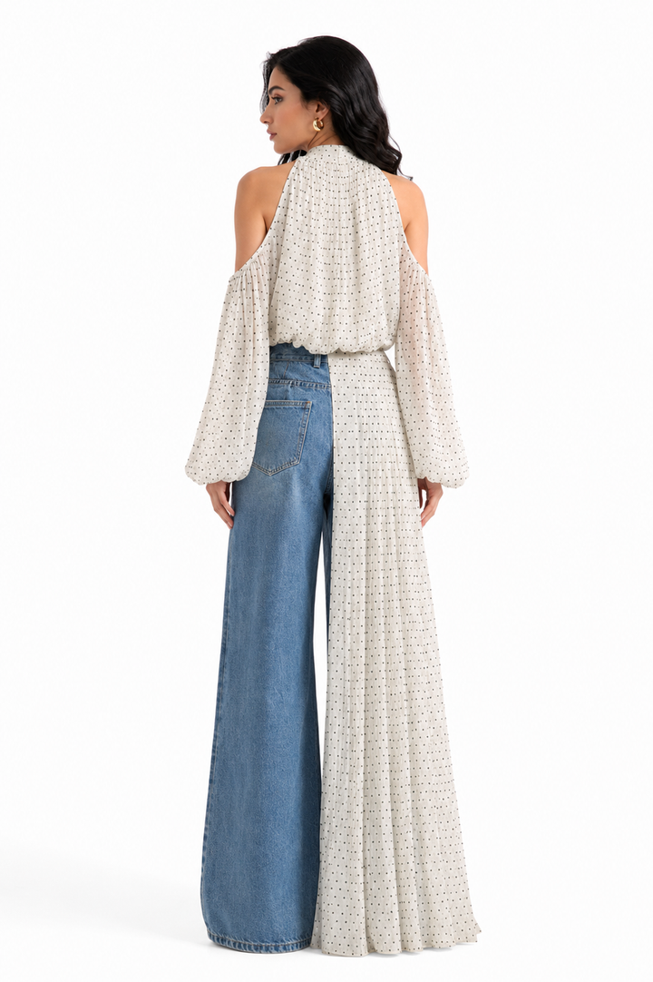 Polka Dot Cold-Shoulder Blouse – ELARA